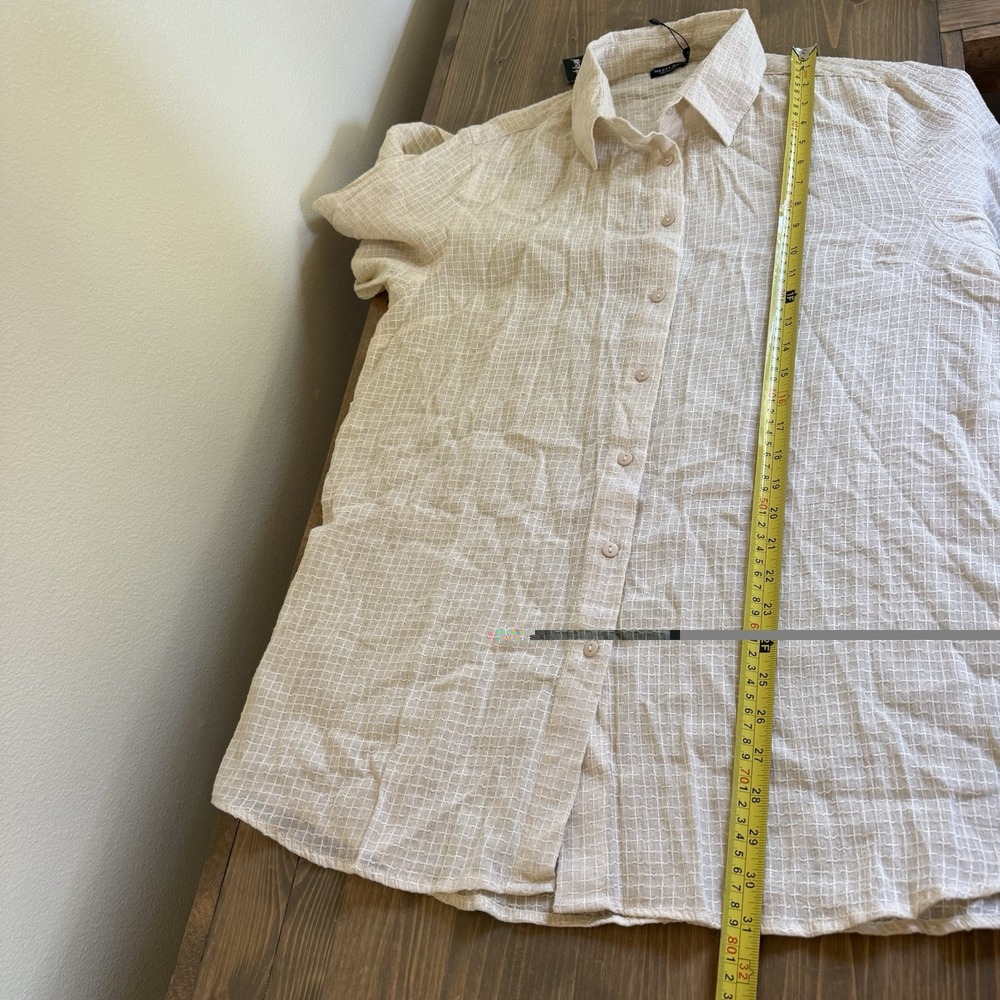Nasty Gal Womens 10 Cream Stone Oversized Cover Up‎ Shirt Long Sleeve Button Up - Picture 8 of 8